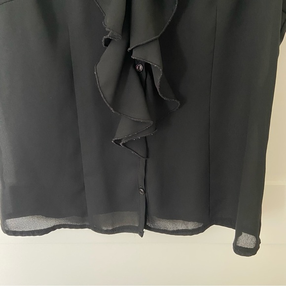 Vintage 90s Suzy Shier Black Ruffle Blouse - Picture 10 of 14